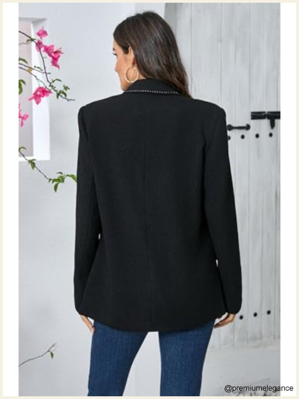 Women's Double-Breasted Blazer Suit Jacket Oversized Viscose Blend Work Office - Picture 4 of 4